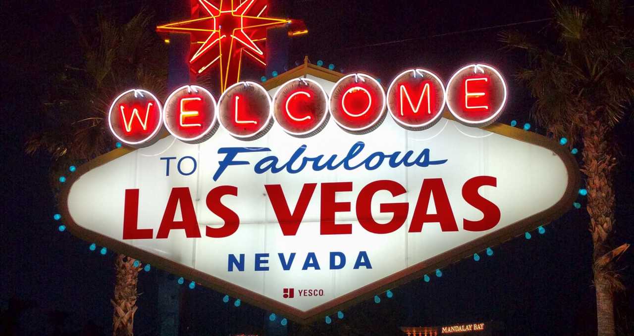 The Las Vegas sign at night